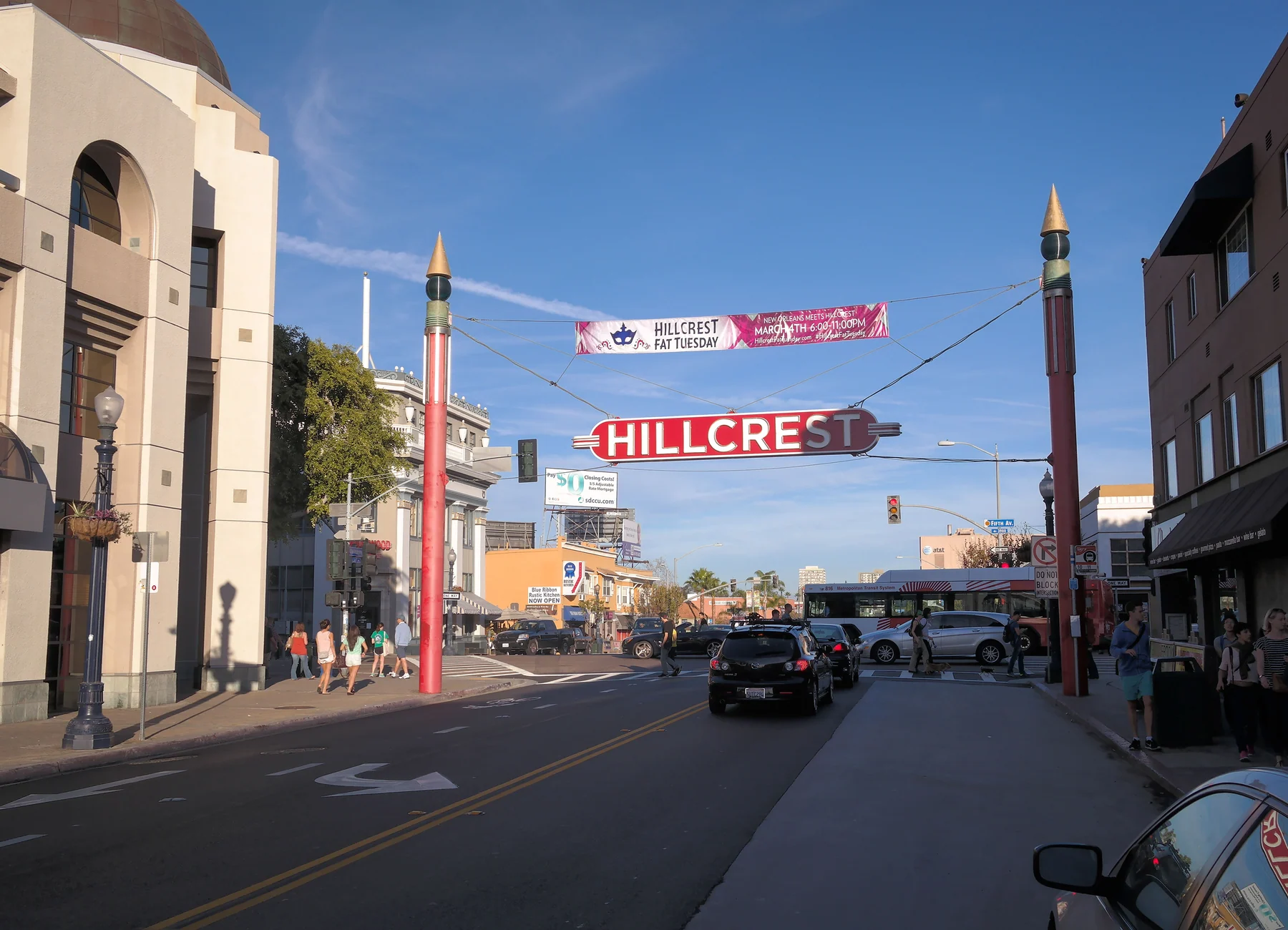 Hillcrest neighborhood streetscape in San Diego